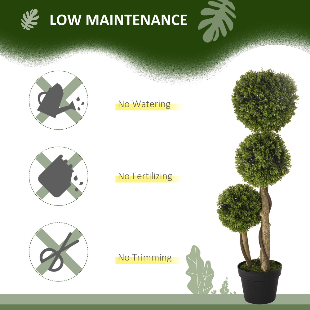 Artificial Boxwood Ball Topiary Tree - 90cm Triple Ball Indoor Outdoor Plant