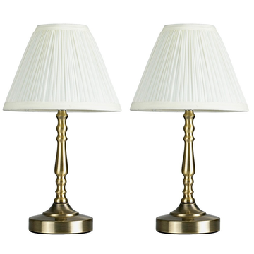 Antique Brass Touch Table Lamps Set of 2 - 36cm Traditional Dimmable Bedside Lights
