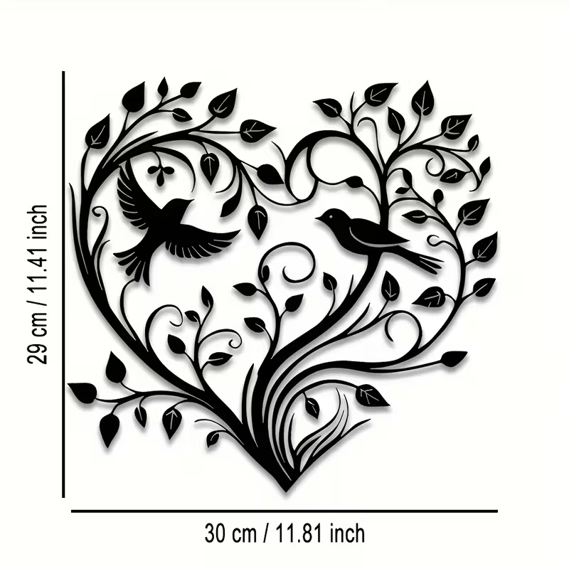 4 - Bird on Branch Heart Wall Plaque Home Decor