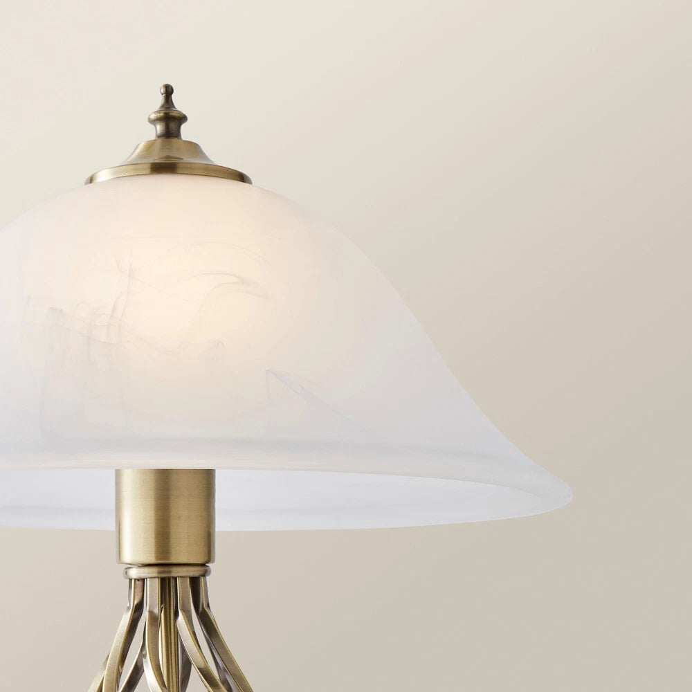 Barley Twist Table Lamp 47cm - Traditional Glass Shade Living Room Light