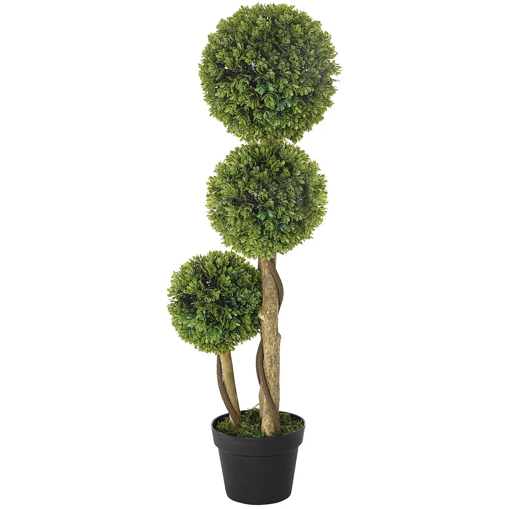 Artificial Boxwood Ball Topiary Tree - 90cm Triple Ball Indoor Outdoor Plant
