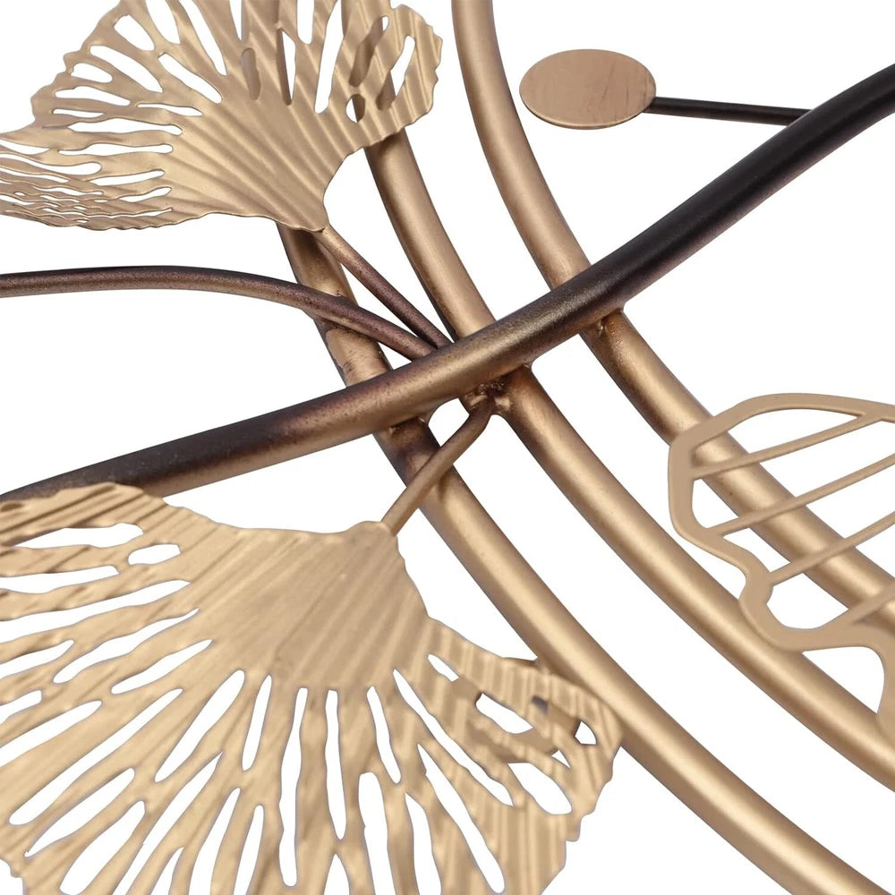 Large ginkgo leaf metal wall sculpture 110x68cm for modern home interior