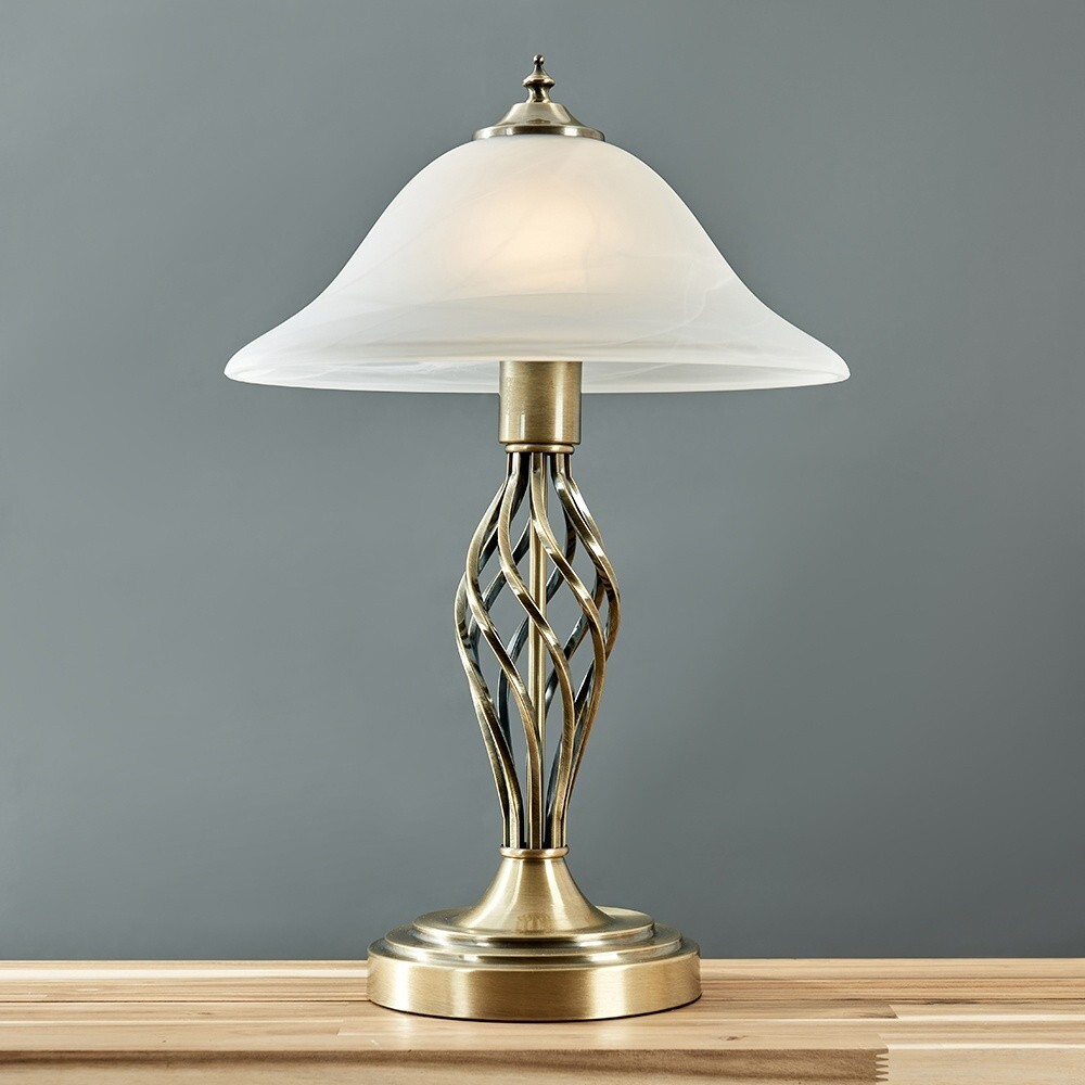 Barley Twist Table Lamp 47cm - Traditional Glass Shade Living Room Light