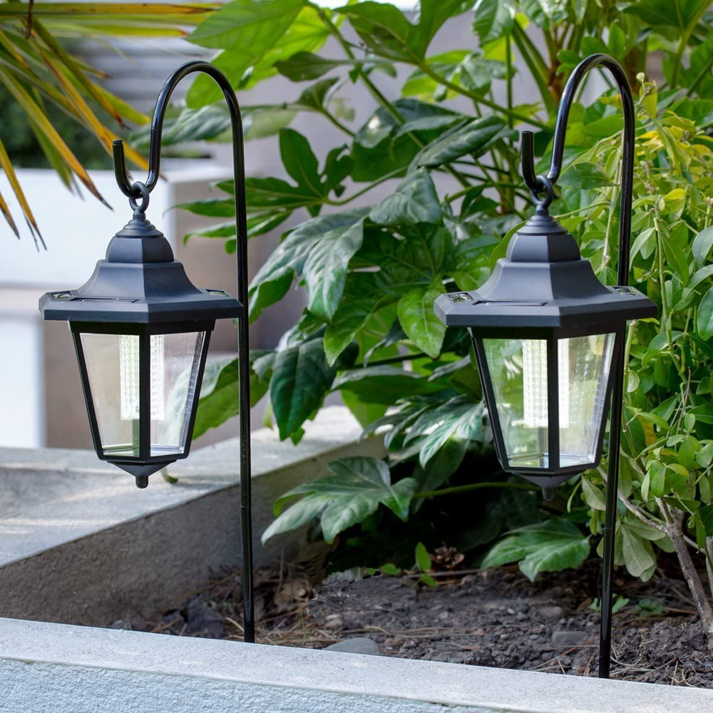 Solar Shepherd's Crook Garden Lanterns | Set of 2