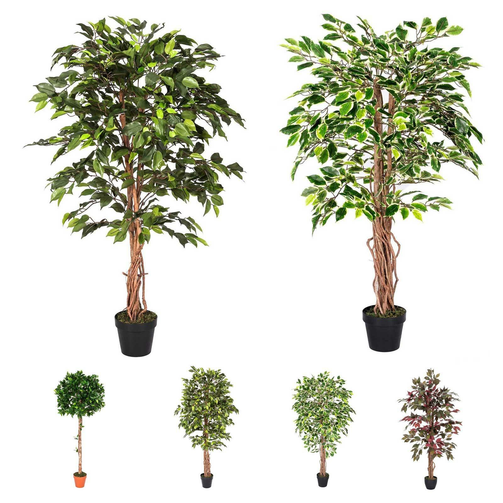 Artificial Ficus Tree - Large Realistic Faux Plant with Pot 4ft & 6ft