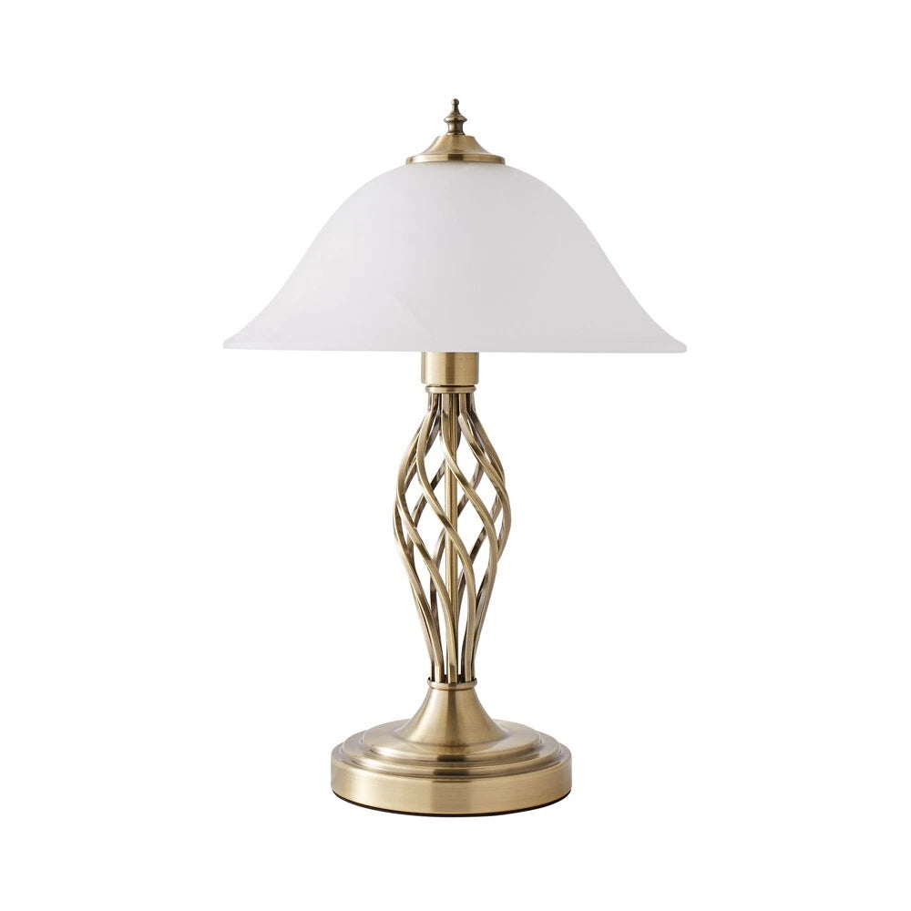 Barley Twist Table Lamp 47cm - Traditional Glass Shade Living Room Light
