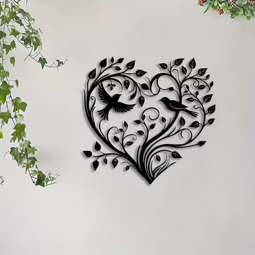 4 - Bird on Branch Heart Wall Plaque Home Decor