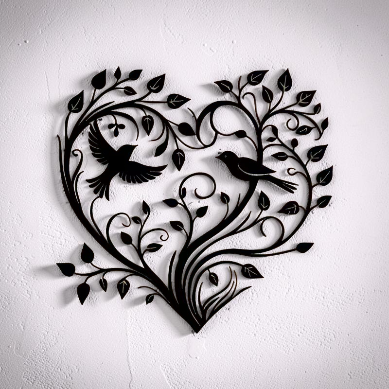 4 - Bird on Branch Heart Wall Plaque Home Decor