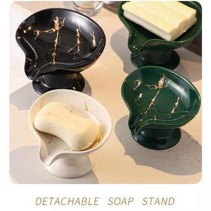 Soap Dishes Ceramic Soap Holder Drainage Hand Soap Holder Leaf Shape Soap Tray