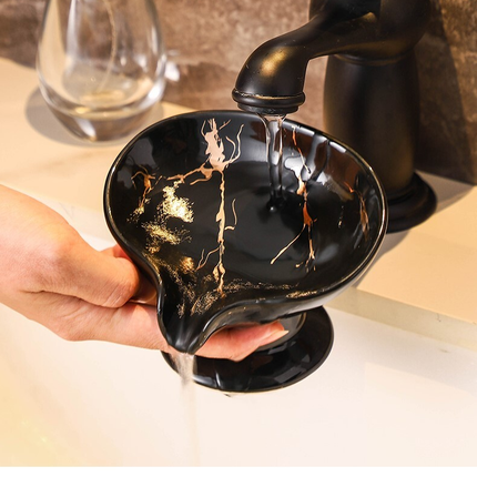 Soap Dishes Ceramic Soap Holder Drainage Hand Soap Holder Leaf Shape Soap Tray