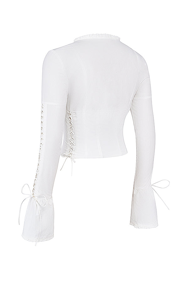 Trendy White Lace-Up Corset Top