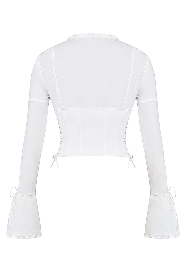 Trendy White Lace-Up Corset Top