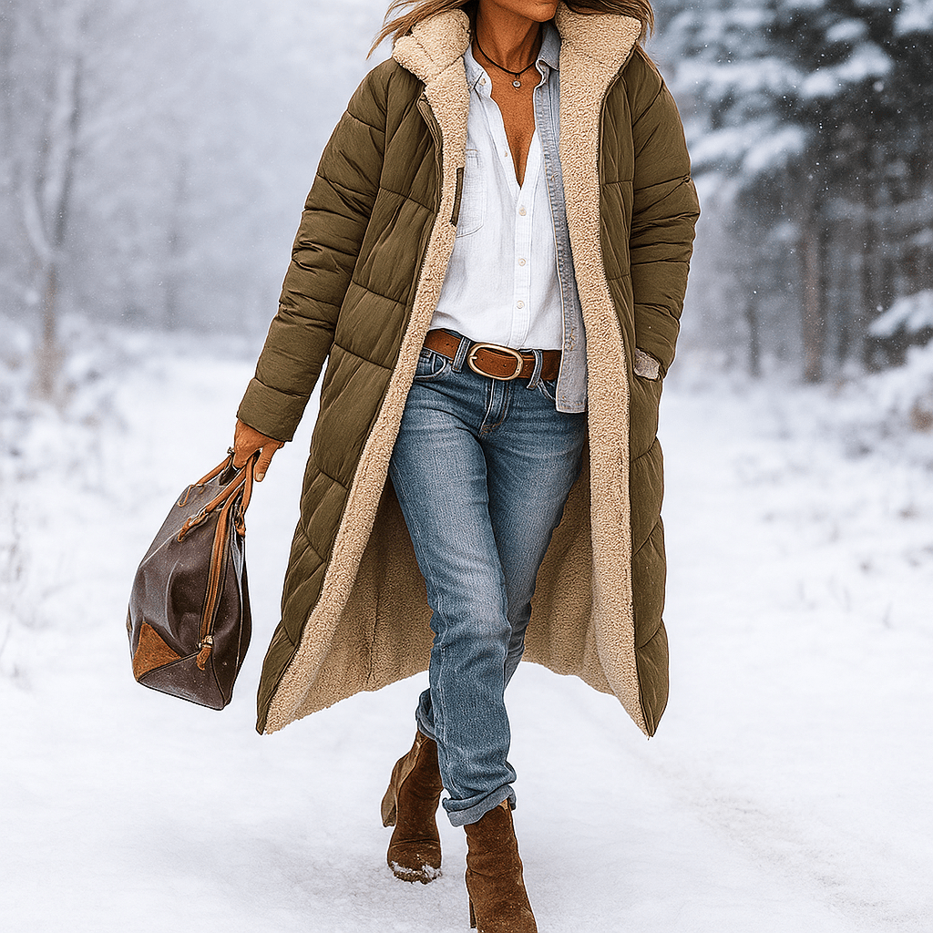 Reversible Long Puffer Jacket - Warm & Chic