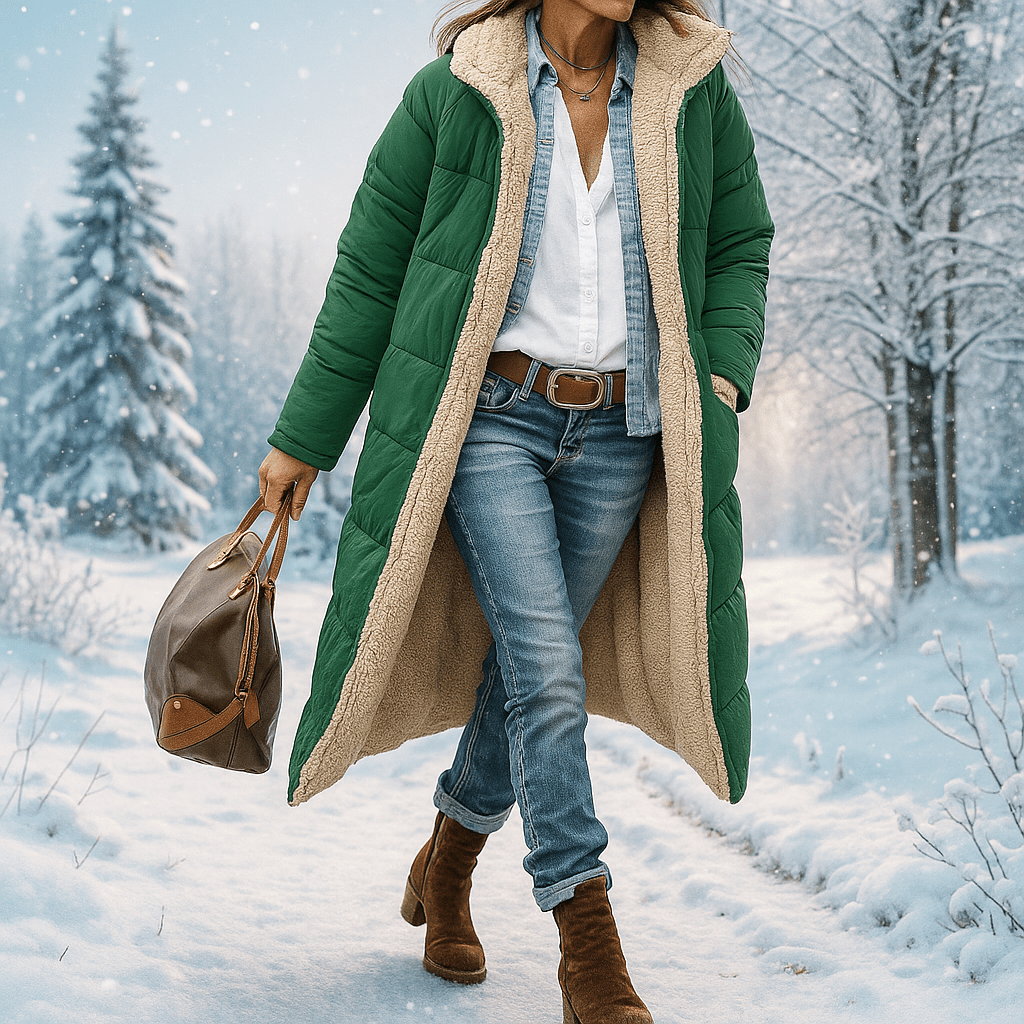 Reversible Long Puffer Jacket - Warm & Chic