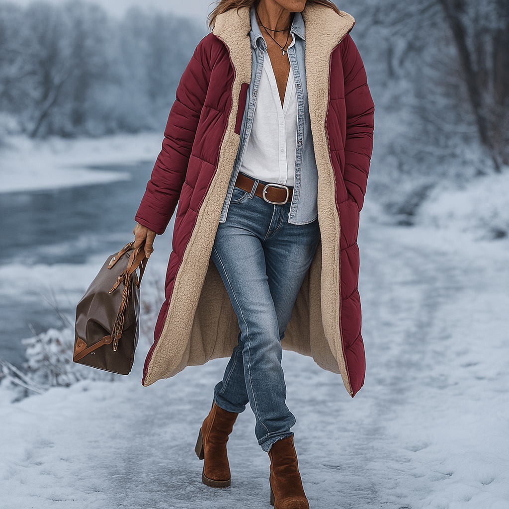 Reversible Long Puffer Jacket - Warm & Chic