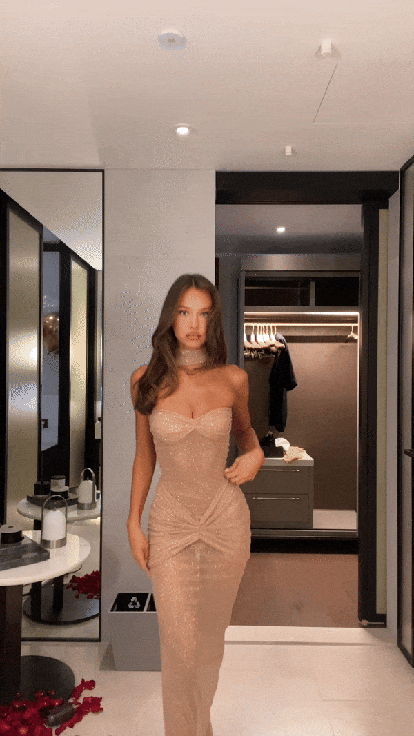 Glittering Transparent Evening Dress – Alluring Elegance