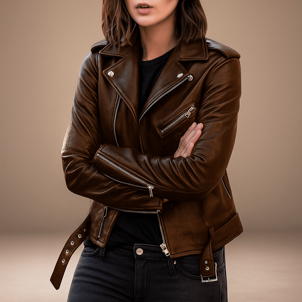 Vintage Leather Jacket - Zipper - Stylish & Durable