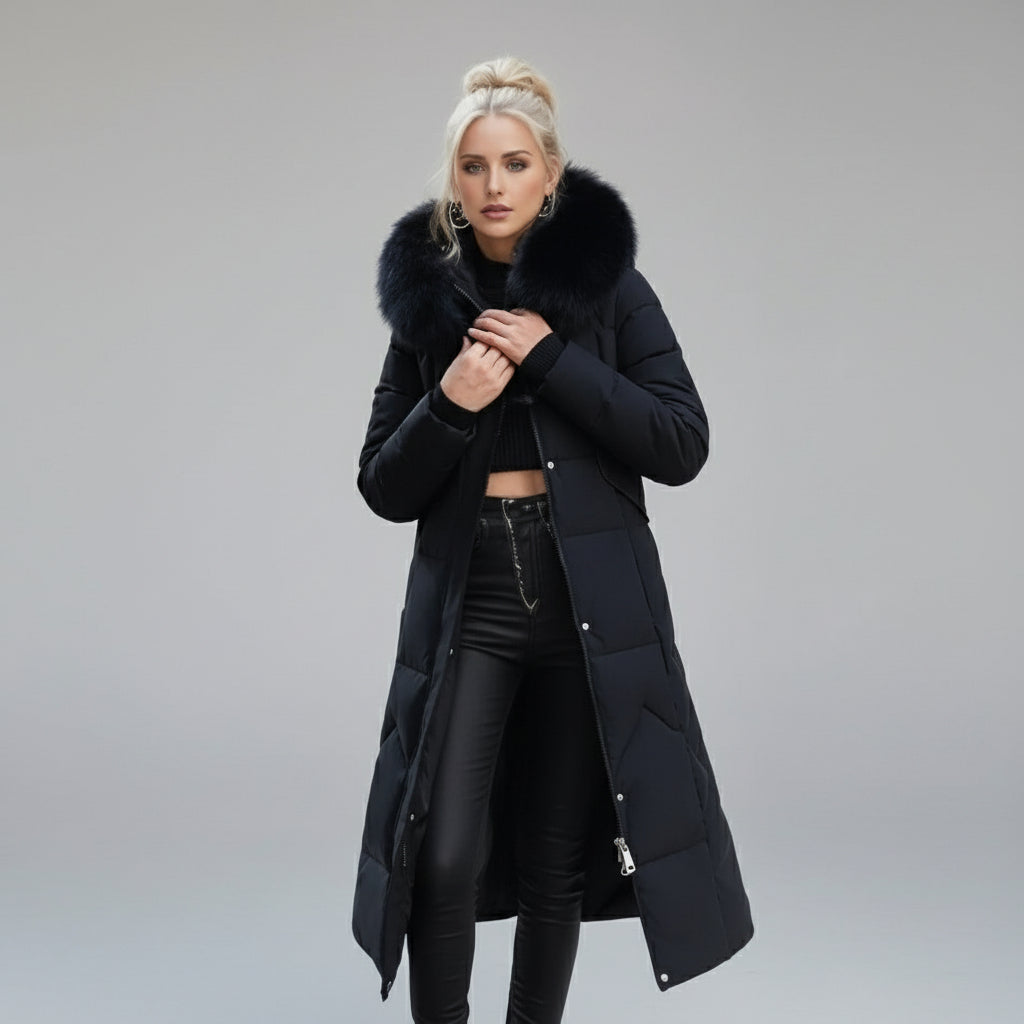 Marine wool blend coat collar and lapel detail - classic winter style
