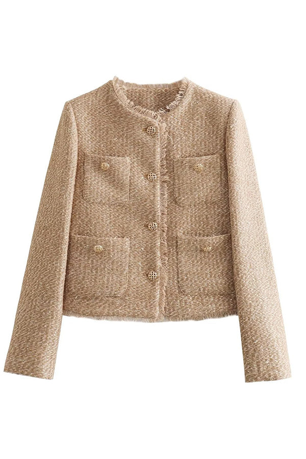 Women’s Blazer Jacket – Round Neck Long Sleeve