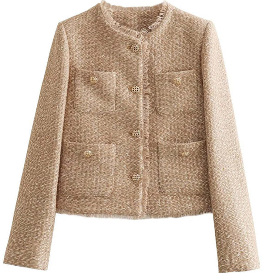 Women’s Blazer Jacket – Round Neck Long Sleeve