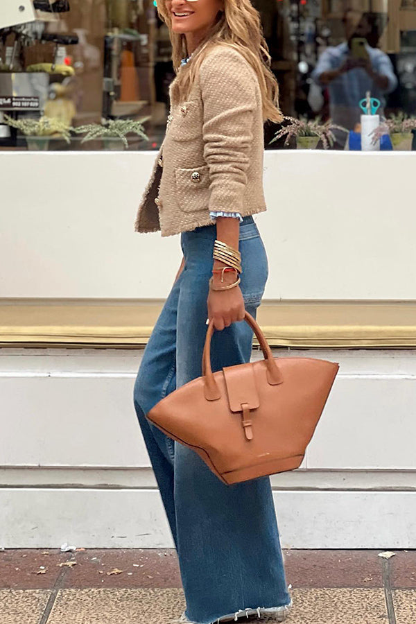 Women’s Blazer Jacket – Round Neck Long Sleeve