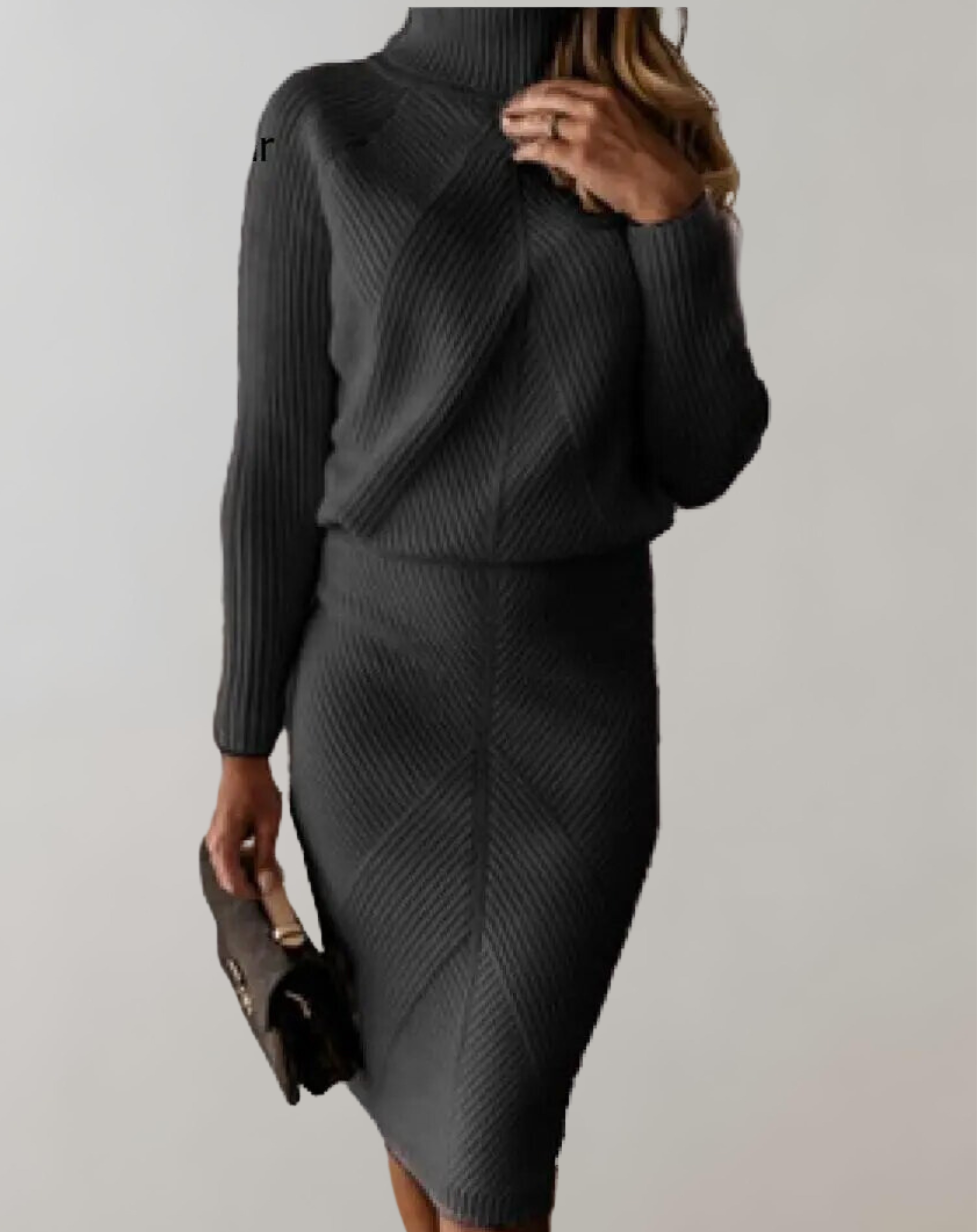 Ribbed Turtleneck Jumper and Pencil Skirt