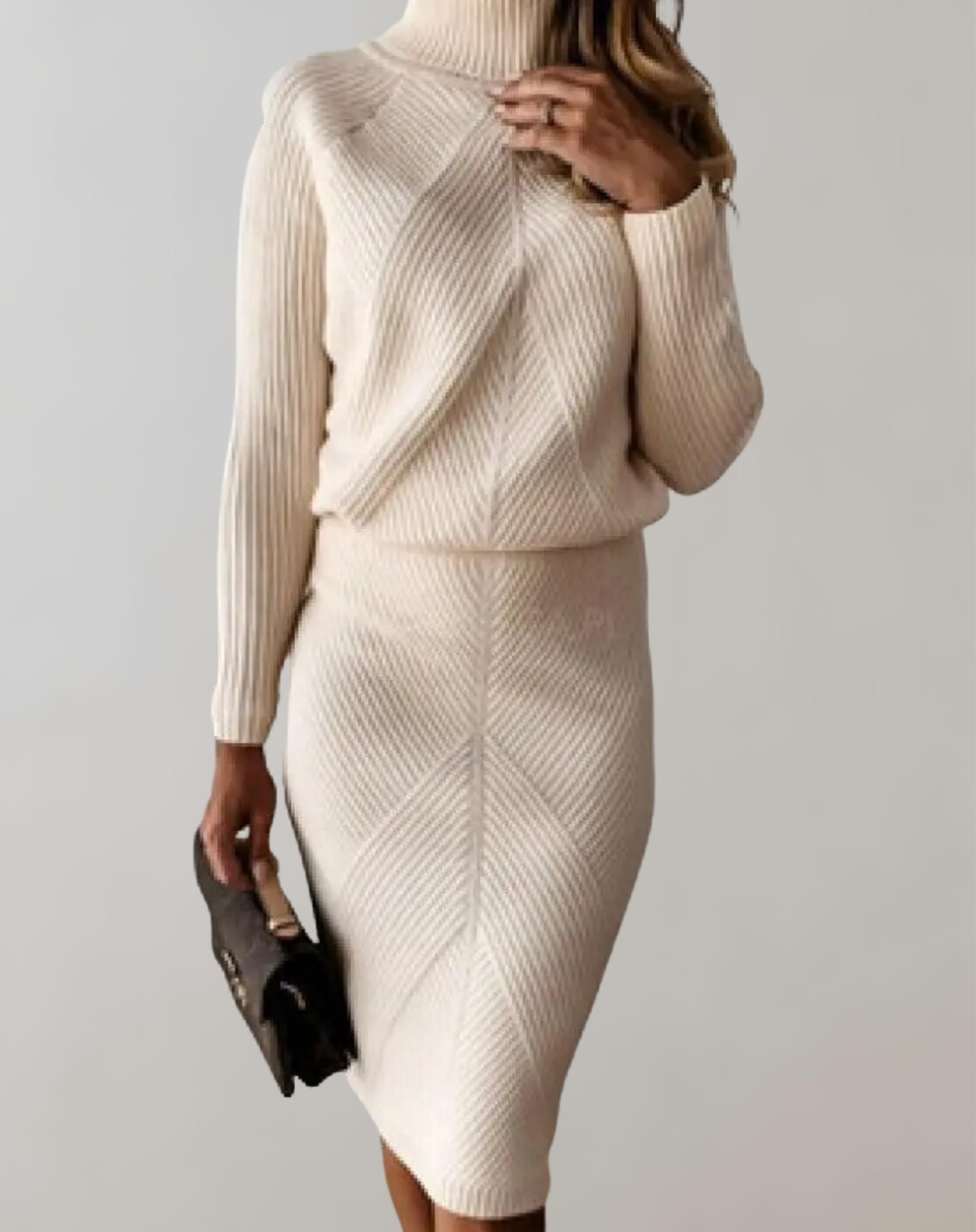 Ribbed Turtleneck Jumper and Pencil Skirt