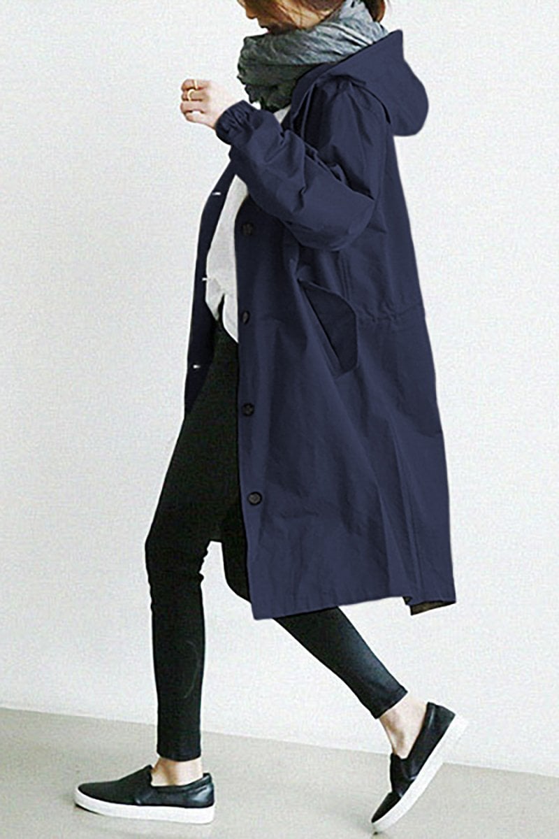 Blue waterproof coat for business casual outfits