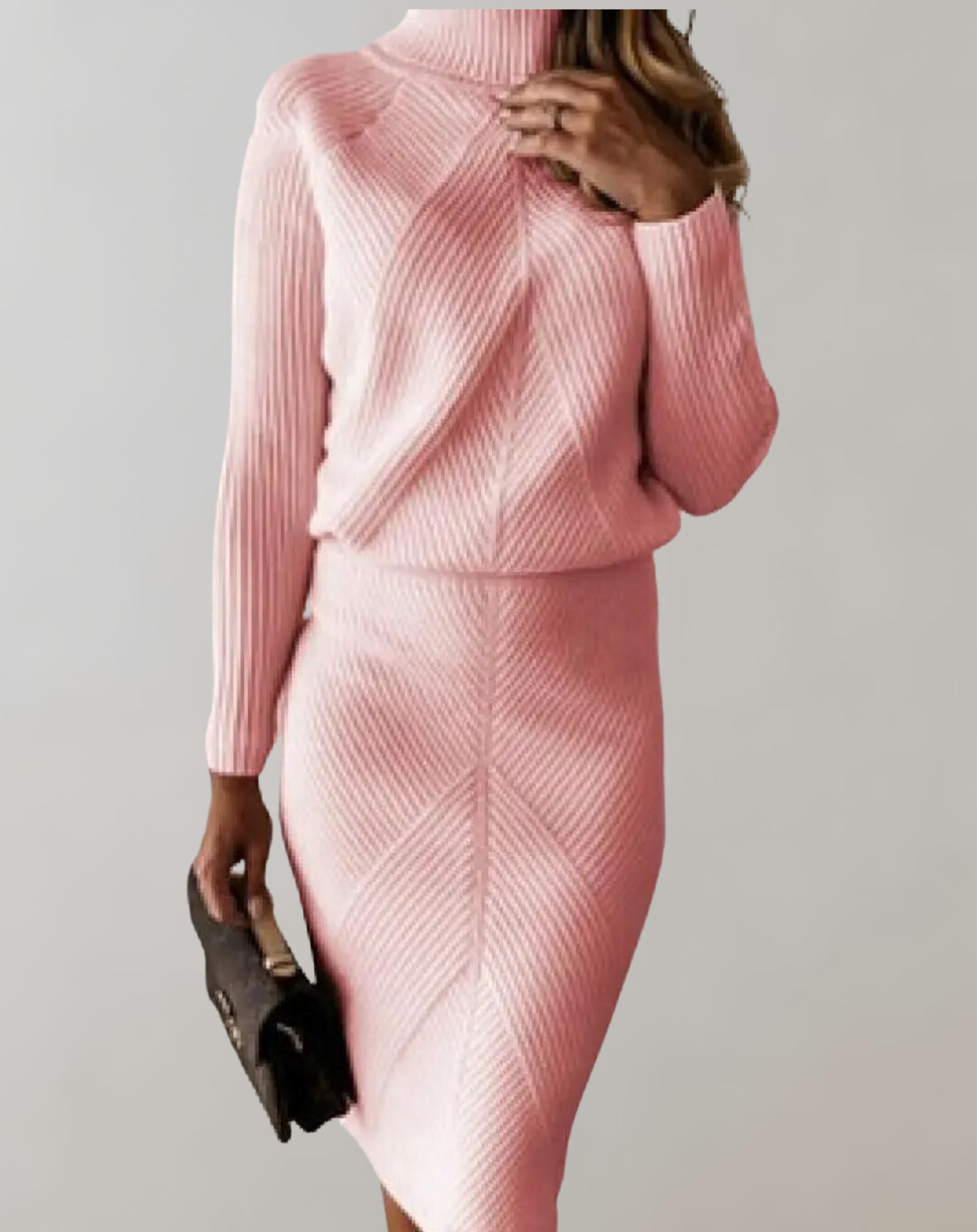 Ribbed Turtleneck Jumper and Pencil Skirt