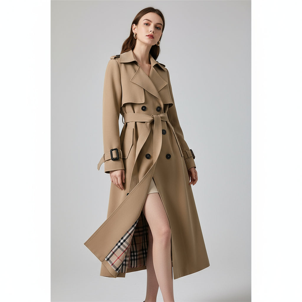 Women’s elegant trench coat front view