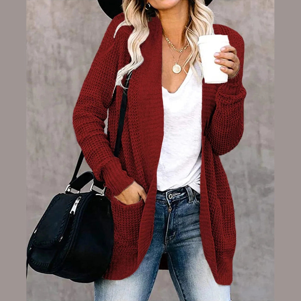 Women’s Wool Cardigan – Long Sleeve Layering Sweater