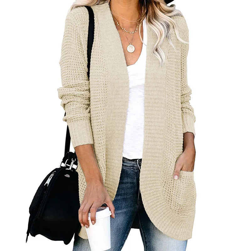 Women’s Wool Cardigan – Long Sleeve Layering Sweater