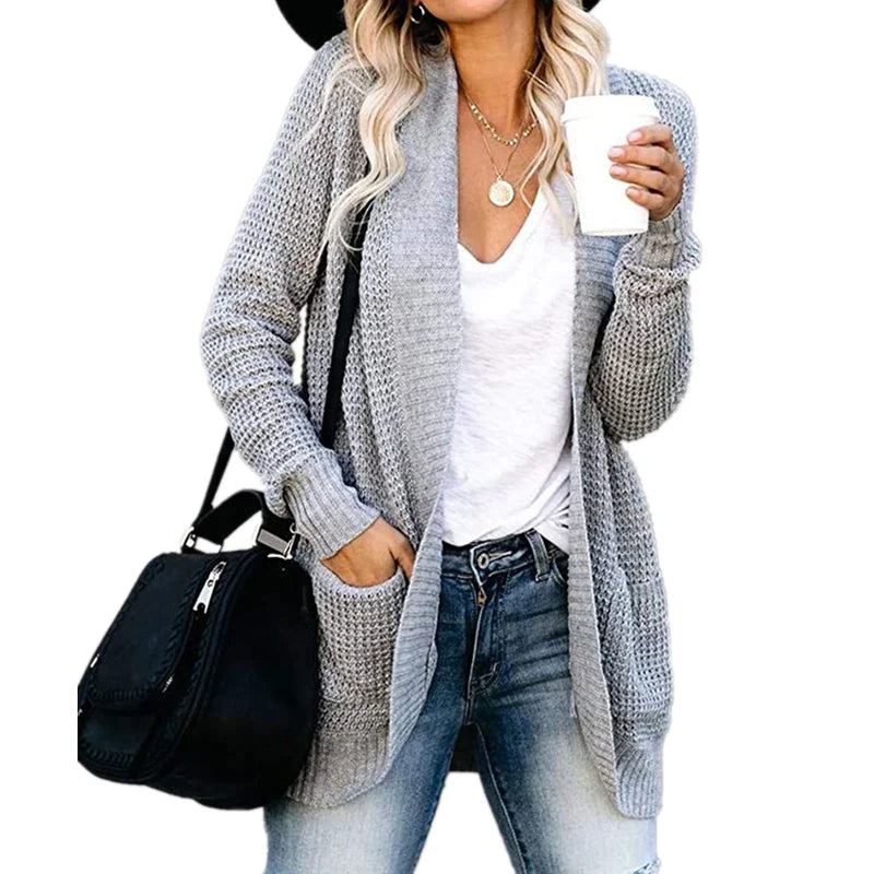 Women’s Wool Cardigan – Long Sleeve Layering Sweater