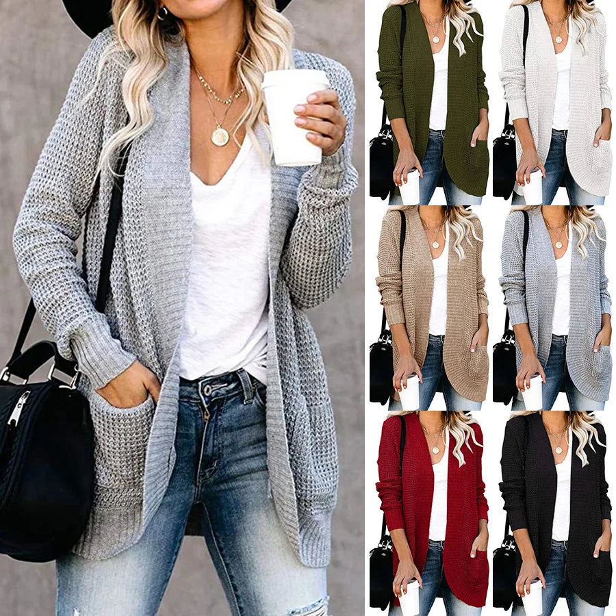 Women’s Wool Cardigan – Long Sleeve Layering Sweater