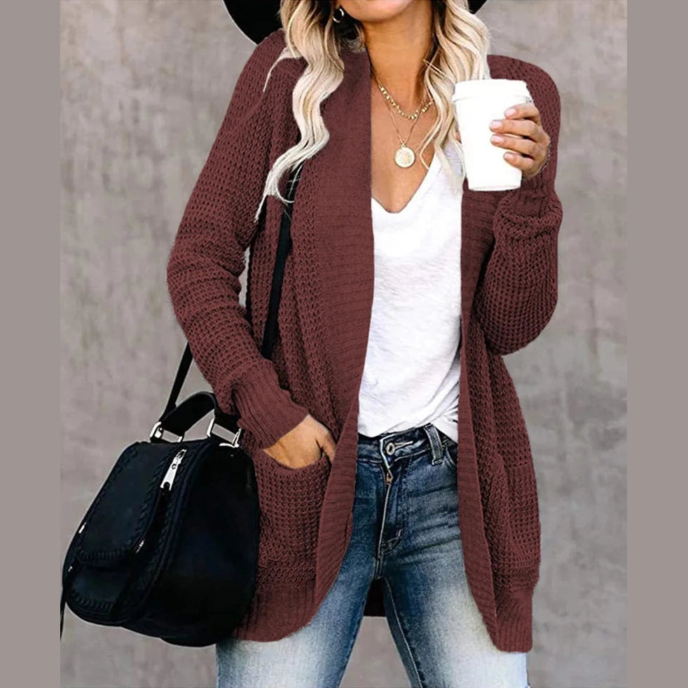 Women’s Wool Cardigan – Long Sleeve Layering Sweater