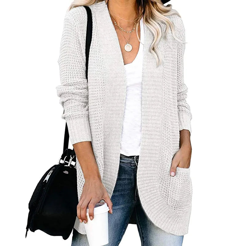 Women’s Wool Cardigan – Long Sleeve Layering Sweater
