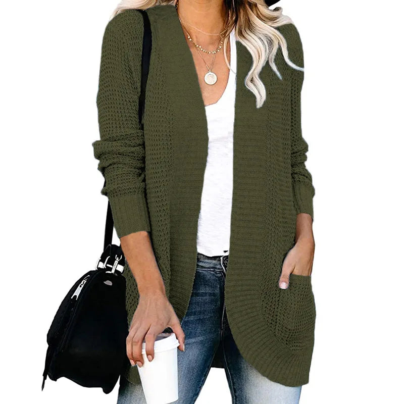 Women’s Wool Cardigan – Long Sleeve Layering Sweater